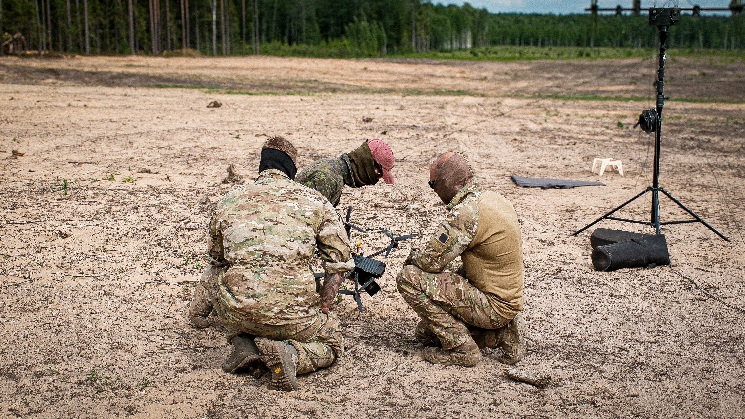 Drone operators at a military training range Drone operators at a military training range