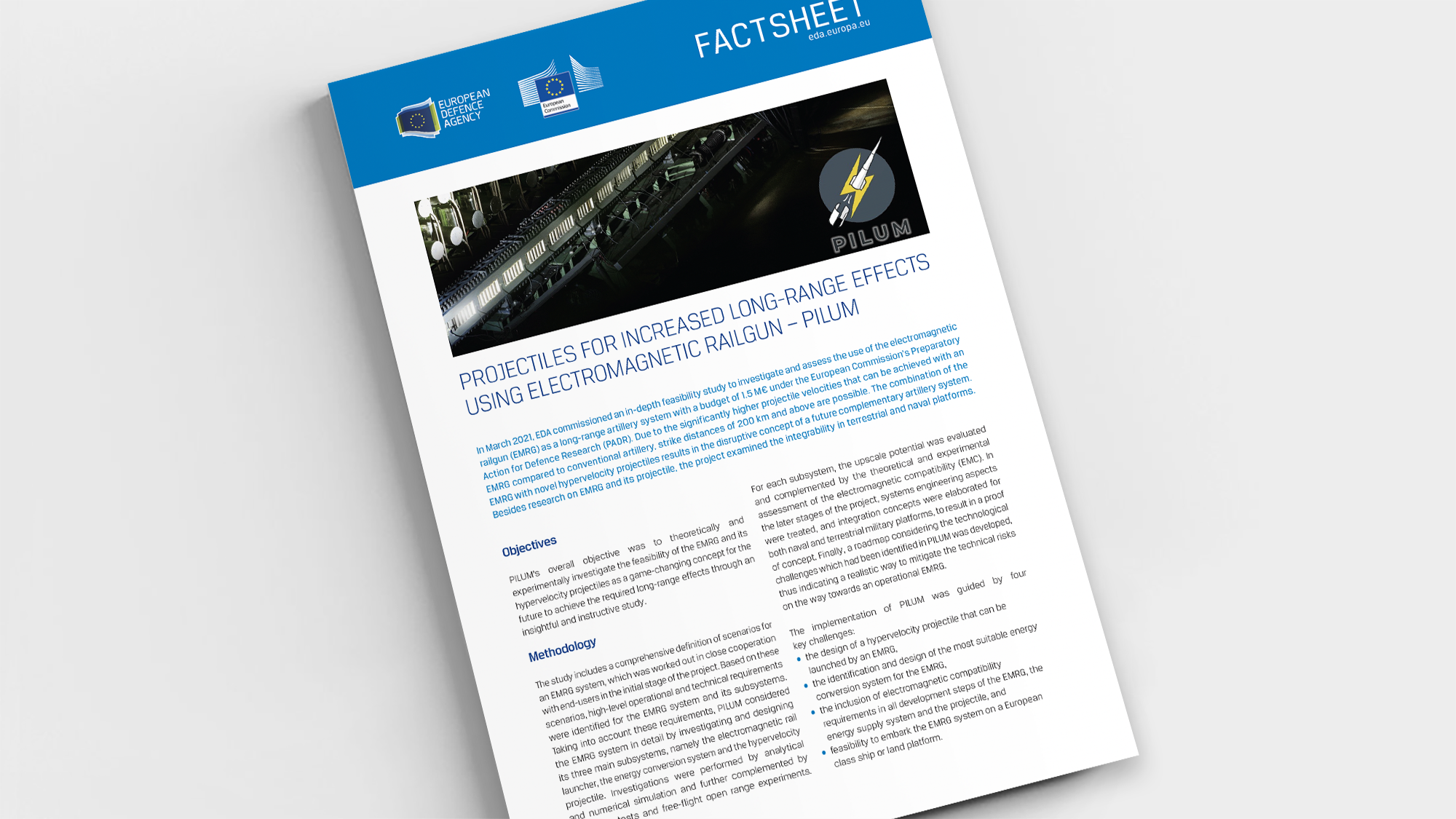 Factsheet: Projectiles for increased long-range effects using electromagnetic railgun – PILUM