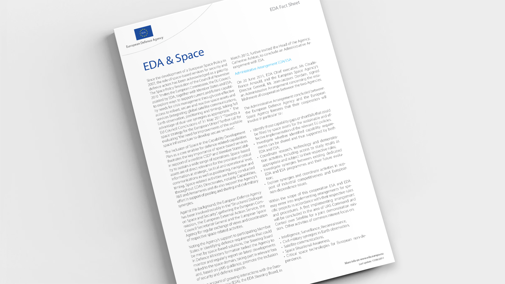 Factsheet EDA & Space