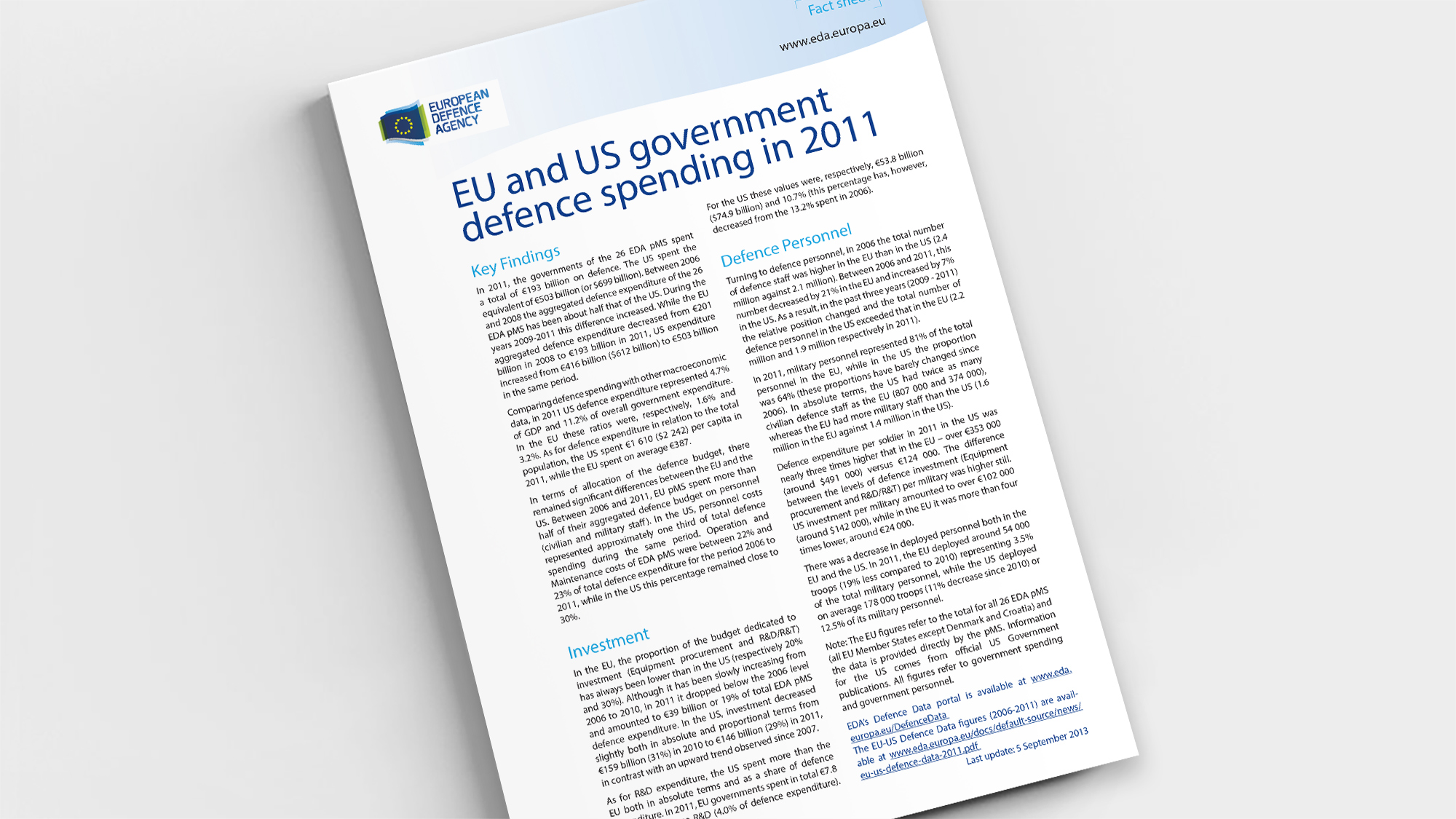 Factsheet EU US Defence Data 2011