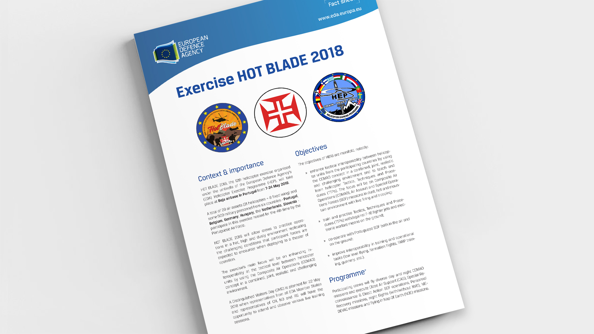 Factsheet Exercise HOT BLADE 2018