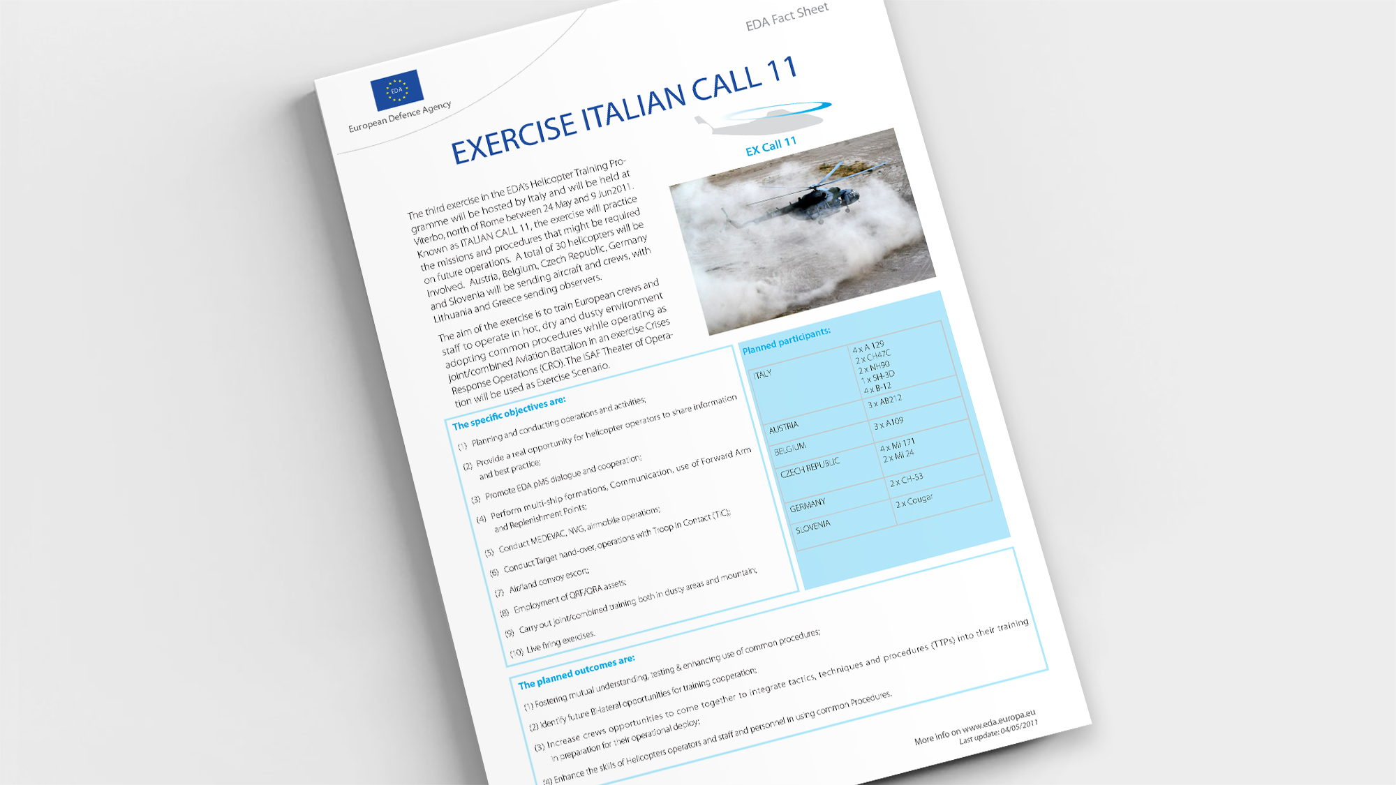 Factsheet Helicopter Exercise IT CALL 2011
