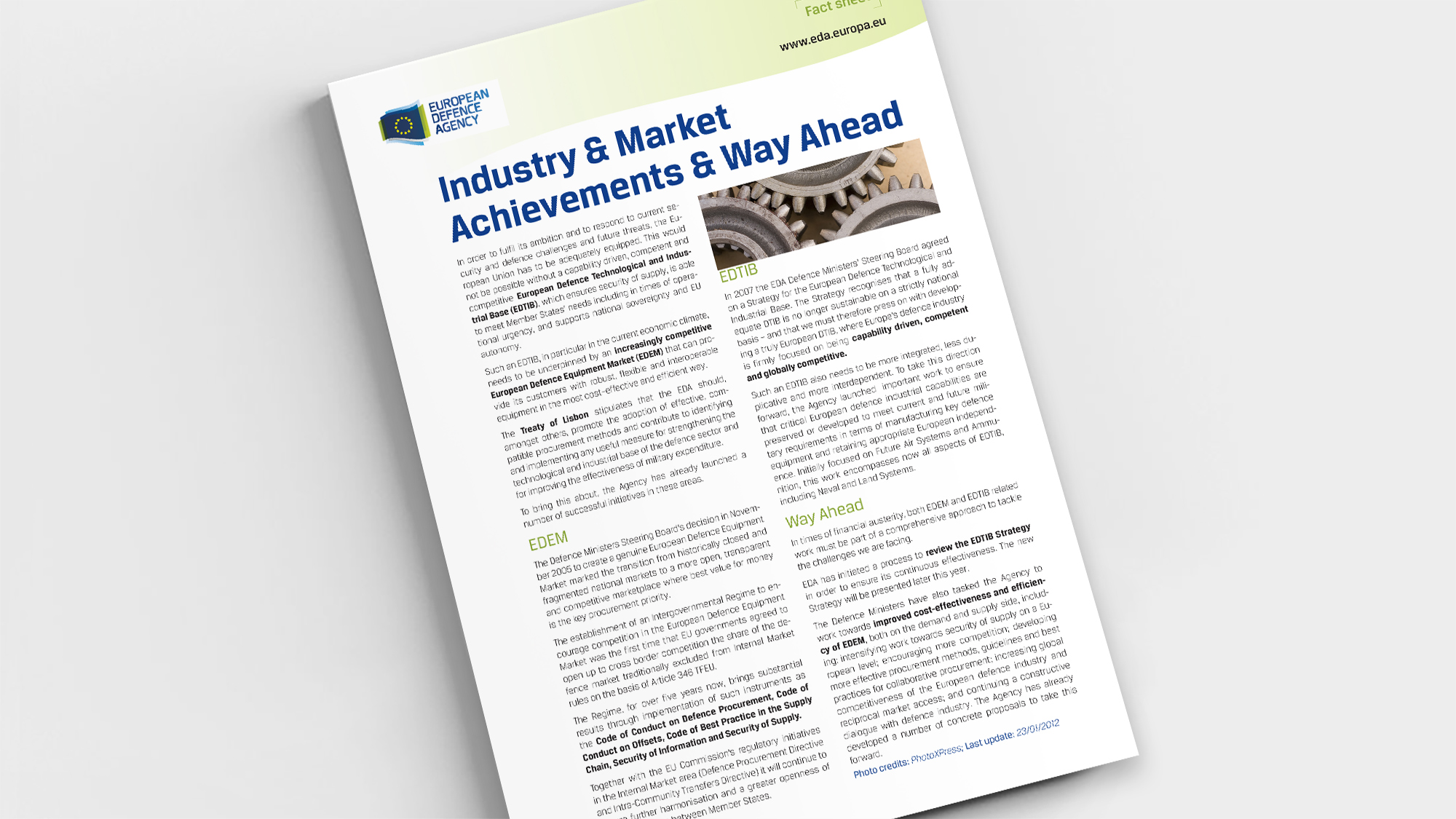 Factsheet Industry and Market achievements and way ahead