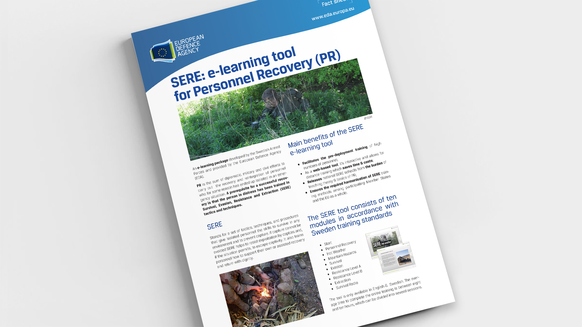 Factsheet SERE e-learning tool for Personnel Recovery