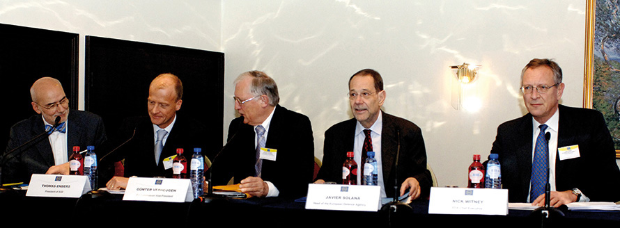 Hilmar Linnenkamp, Thomas Enders, Gunther Verheugen, Javier Solana and Nick Witney