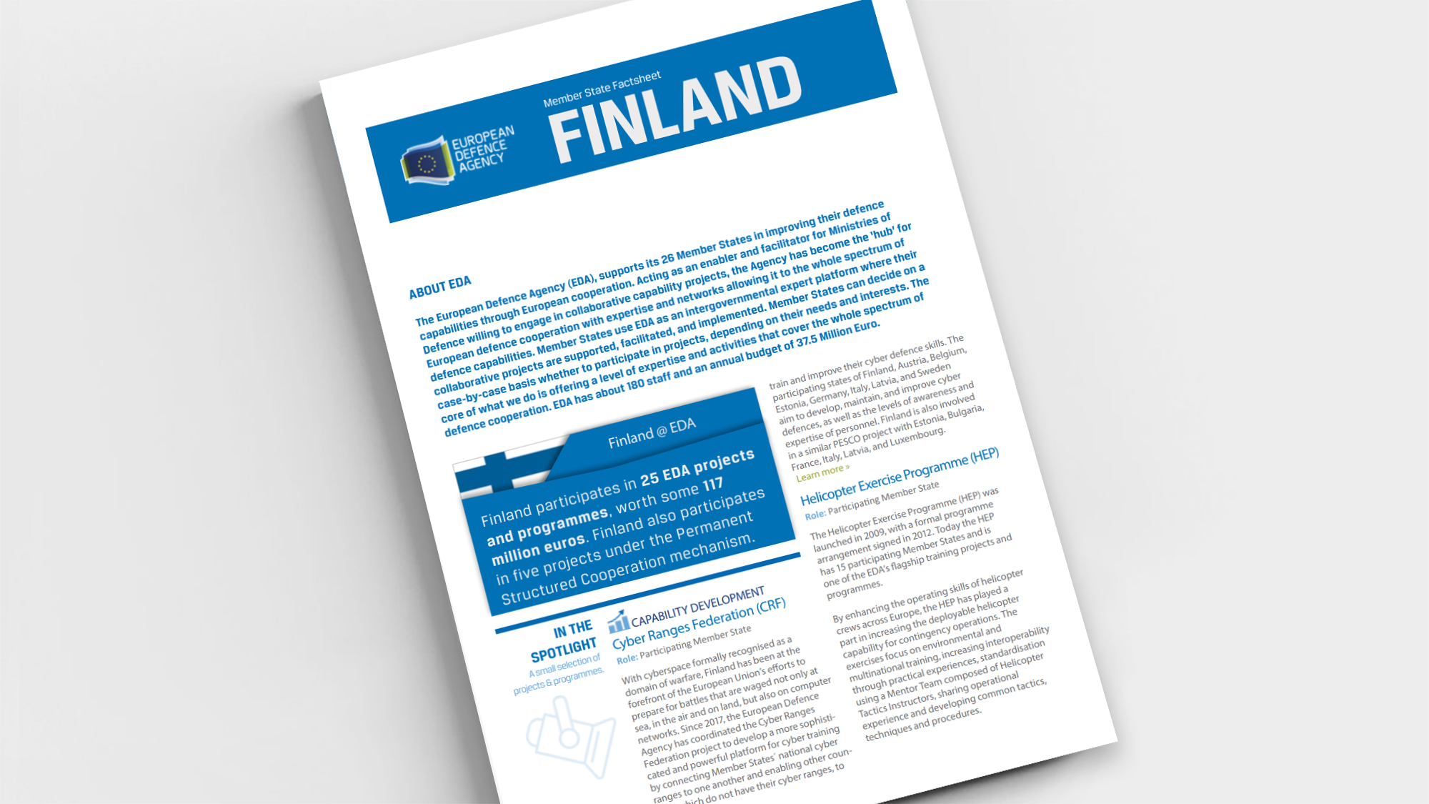 Factsheet: Finland's involvement in collaborative EU defence projects